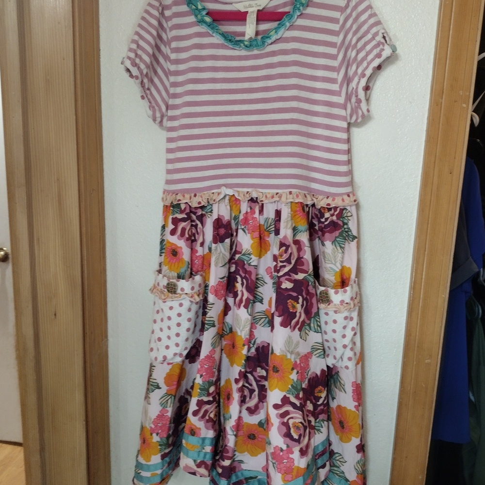 Matilda Jane Pink Striped and Floral Kids Dress